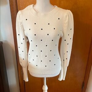 Debut White Sweater with Black Dots
